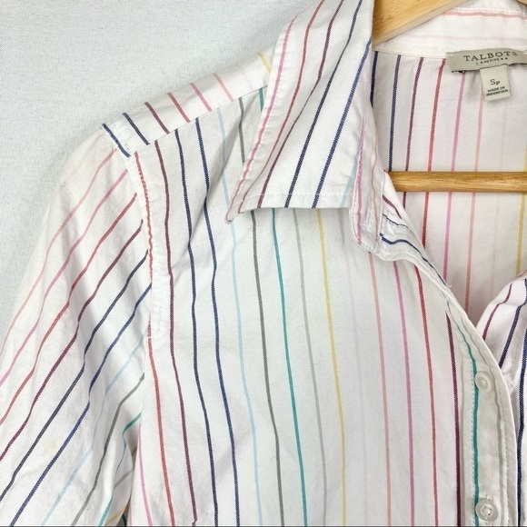 Talbots White Pastel Stripe Button Down Dress Long Sleeve S - Picture 4 of 4